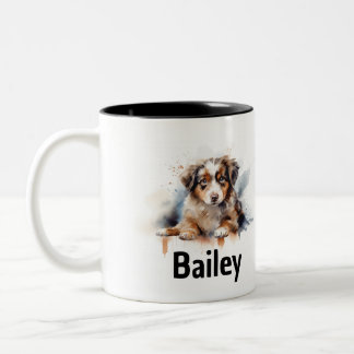 Caneca De Café Em Dois Tons Pastor Watercolor Mug Australiano