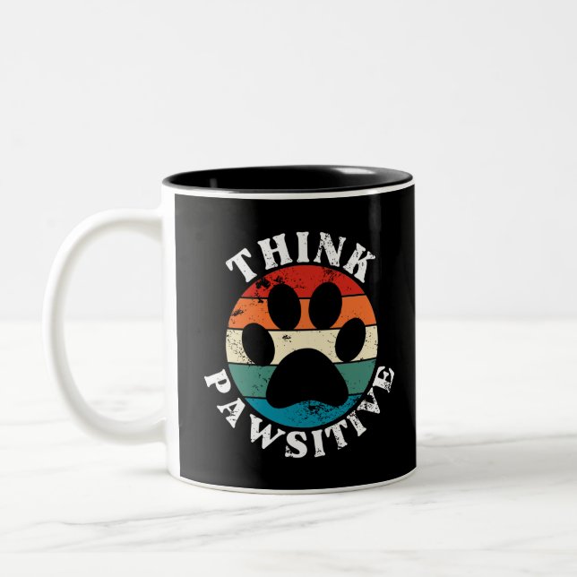 Caneca De Café Em Dois Tons Pata de Cachorro Pensamento Pawsitivo (Esquerda)