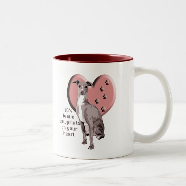 Caneca De Café Em Dois Tons patas de galgos italianos (Direita)