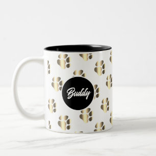 Caneca De Café Em Dois Tons Patas douradas personalizadas padrão amantes de an