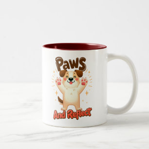 Caneca De Café Em Dois Tons Patas E Cachorro Refletor