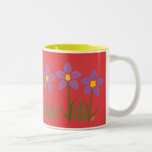 Caneca De Café Em Dois Tons Patch da Flor Roxo