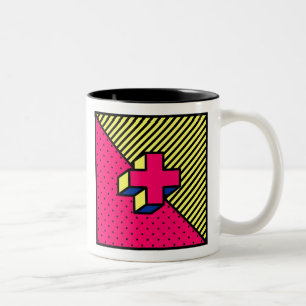 Caneca De Café Em Dois Tons Patch Neo-Memphis - Sinal Cross/Plus