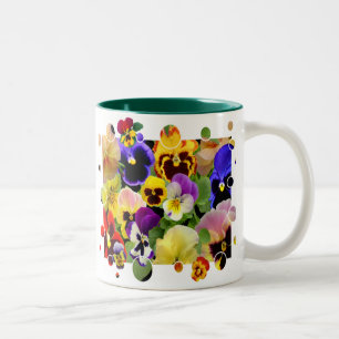 Caneca De Café Em Dois Tons PATCHWORK DE PANSY ~ Dois Tons