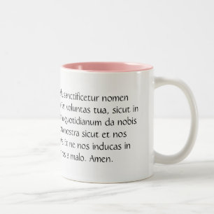 Caneca De Café Em Dois Tons Pater Noster ou nossa oração do pai no latino