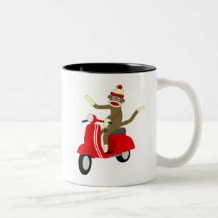 Caneca De Café Em Dois Tons Patinete do macaco da peúga