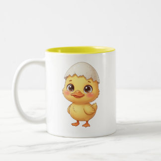 Caneca De Café Em Dois Tons Patinho Fofo Cantando "Cante para um Momento Quack