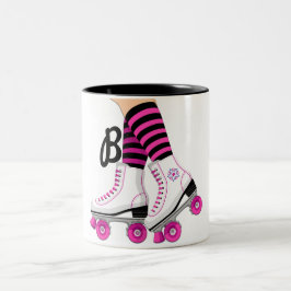 Caneca De Café Em Dois Tons Patins Rosa e Preto de Patinação