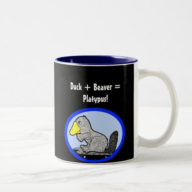 Caneca De Café Em Dois Tons Pato + Castor = Platypus! (Direita)