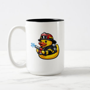 Caneca De Café Em Dois Tons Pato de Borracha Bombeiro