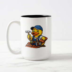 Caneca De Café Em Dois Tons Pato de Borracha Encanador de Telhados