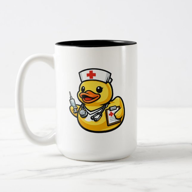 Caneca De Café Em Dois Tons Pato de Borracha Enfermeiro (Esquerda)