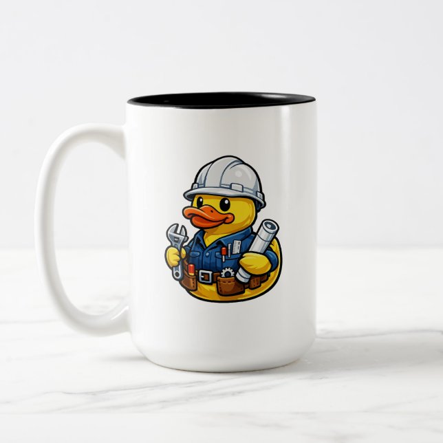 Caneca De Café Em Dois Tons Pato de Borracha Engenheiro (Esquerda)