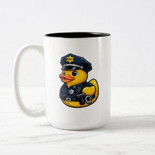 Caneca De Café Em Dois Tons Pato de Borracha Oficial de Polícia