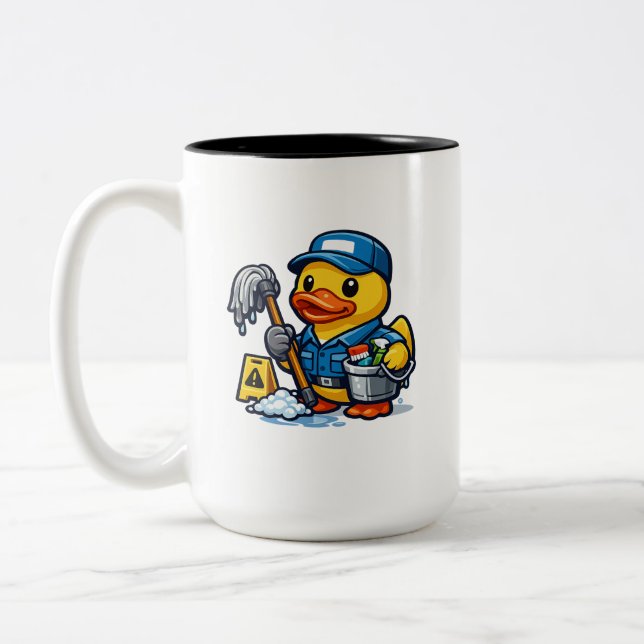 Caneca De Café Em Dois Tons Pato de Borracha Zelador (Esquerda)