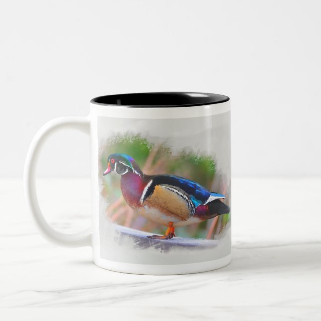 Caneca De Café Em Dois Tons Pato de madeira - macho (Esquerda)