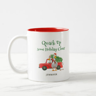 Caneca De Café Em Dois Tons Pato Engraçado Faz Barulho de Alegria Natalina