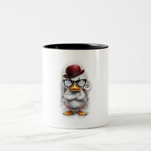 Caneca De Café Em Dois Tons Pato raivoso com chapéu