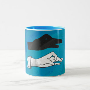 Caneca De Café Em Dois Tons Pato Sombra em Azul