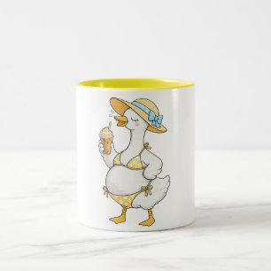 Caneca De Café Em Dois Tons Pato Tolo Grávida de Verão, Gravidez Maternidade