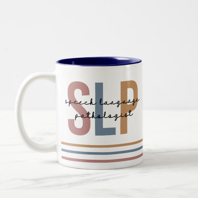 Caneca De Café Em Dois Tons Patologista de Linguagem SLP Retro (Esquerda)