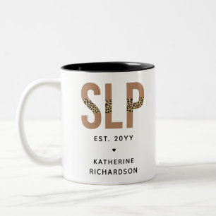 Caneca De Café Em Dois Tons Patologista Personalizado do Discurso SLP Leopard