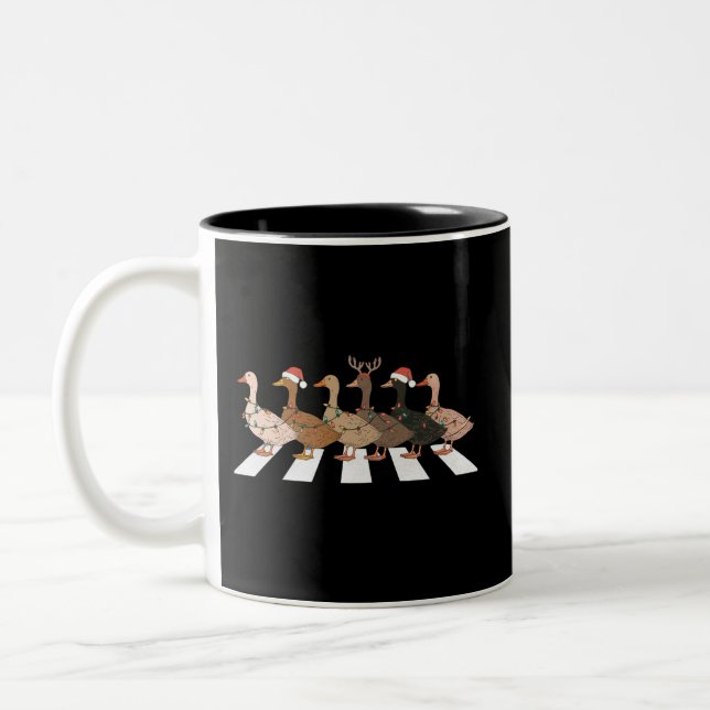 Caneca De Café Em Dois Tons Patos de Natal Animais Divertidos Presente de Xmas (Esquerda)