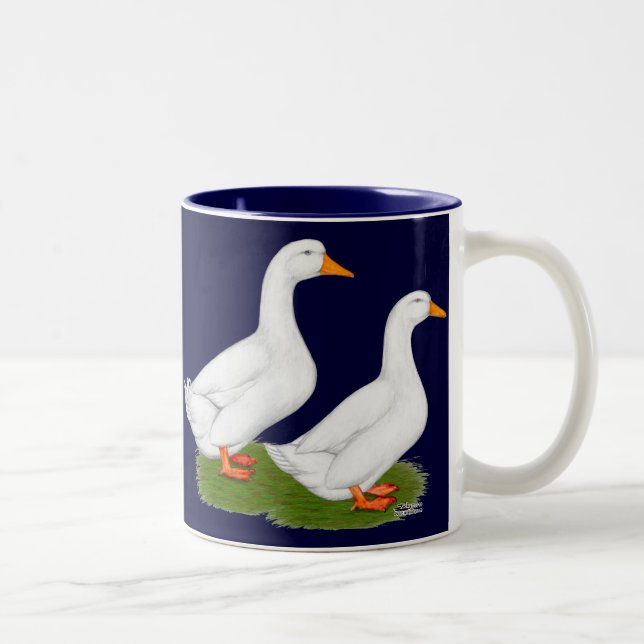 Caneca De Café Em Dois Tons Patos:  Pekins branco (Direita)