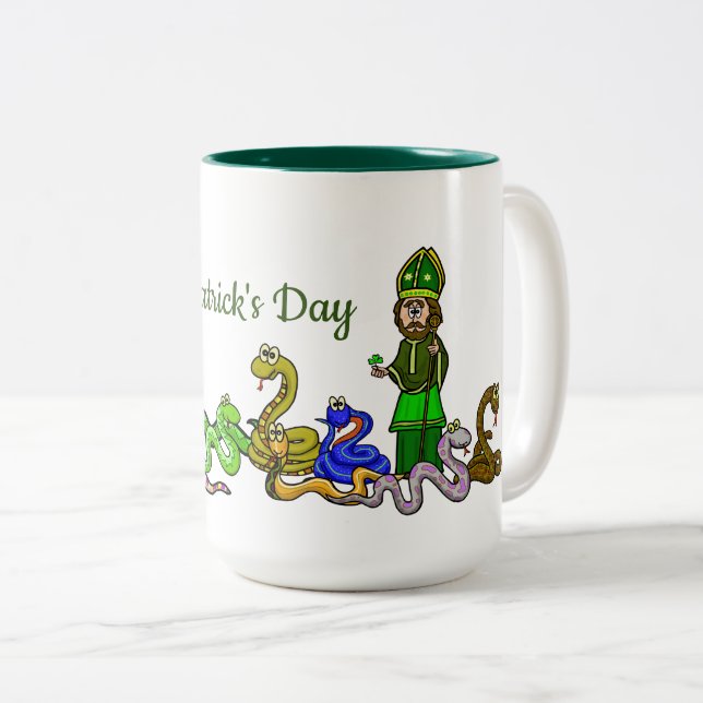 Caneca De Café Em Dois Tons Patrick e Cobras Engraçados Mug (Frente Esquerda)