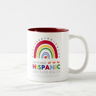 Caneca De Café Em Dois Tons Patrimônio Hispânico Mês Arco-Íris e Bandeiras Boh
