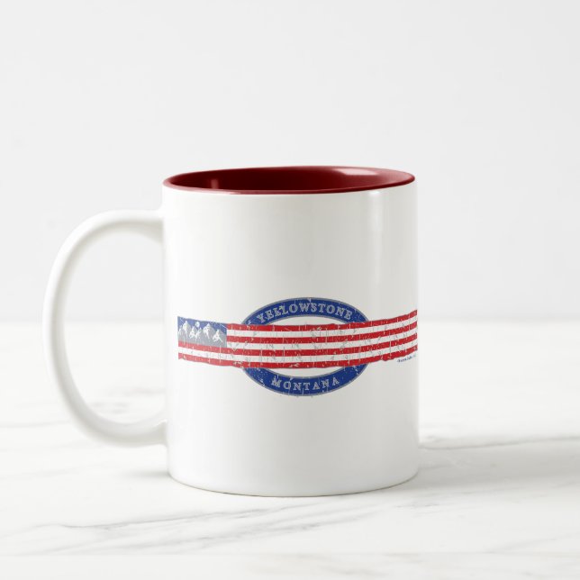 Caneca De Café Em Dois Tons Patriotic Yellowstone Montana (Esquerda)