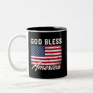 Caneca De Café Em Dois Tons Patriótica de 4 de julho na América deus abençoe