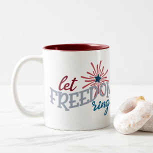 Caneca De Café Em Dois Tons Patriótico deixe o anel da liberdade adicionar mo