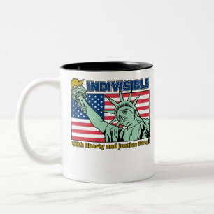 Caneca De Café Em Dois Tons Patriótico-Indivisivel-Liberdade e Justiça para To