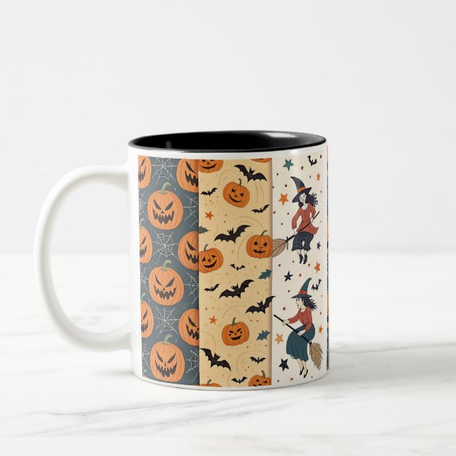 Caneca De Café Em Dois Tons "Patterno de Halloween Spooky Mug" (Esquerda)