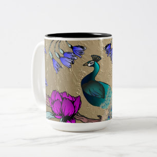 Caneca De Café Em Dois Tons Pavão Dourado
