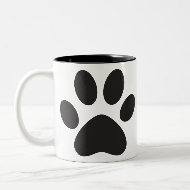 Caneca De Café Em Dois Tons Paw Print Dog Cat Animal Pet Foot Puppy (Esquerda)