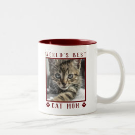 Caneca De Café Em Dois Tons Paw Prints de Melhor Mãe de Gato do Mundo Foto de 