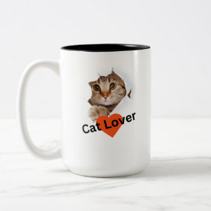 Caneca De Café Em Dois Tons "Paws and Sip: Cat Photo Cerâmica 2 tone Mug"