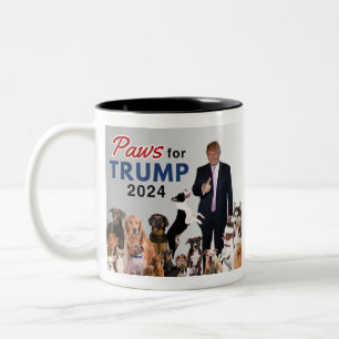 Caneca De Café Em Dois Tons "Paws For Trump", Trump 2024 De Café De Dois Tons