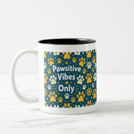 Caneca De Café Em Dois Tons Pawsitive Vibes Only Dog Paw Print Coffee Mug