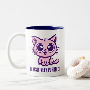 Caneca De Café Em Dois Tons Pawsitively Purfect, linda Ganga Kitten