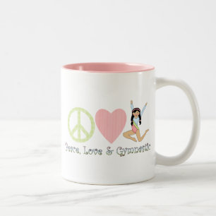 Caneca De Café Em Dois Tons paz ama cabelo preto