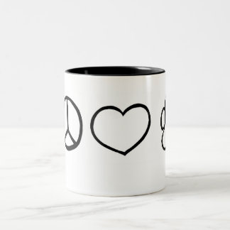 Caneca De Café Em Dois Tons Paz, amor, cães