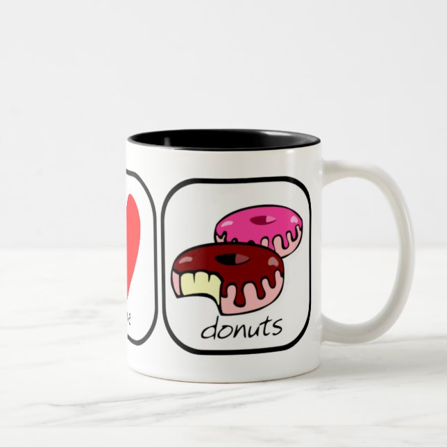 Caneca De Café Em Dois Tons Paz, Amor e Rosquinhas (Direita)