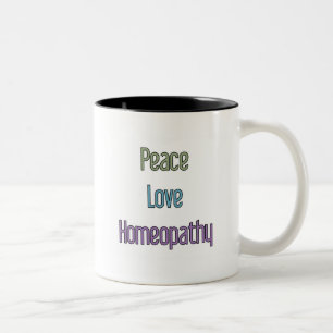 Caneca De Café Em Dois Tons Paz, amor, homeopatia