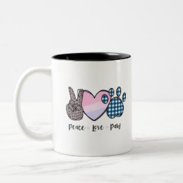 Caneca De Café Em Dois Tons Paz, Amor, Paw Mug