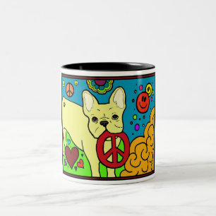 Caneca De Café Em Dois Tons Paz do buldogue francês