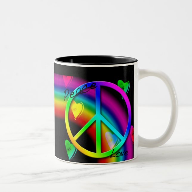 Caneca De Café Em Dois Tons Paz e Amor Mug (Direita)