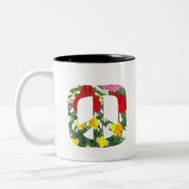 Caneca De Café Em Dois Tons Paz Floral